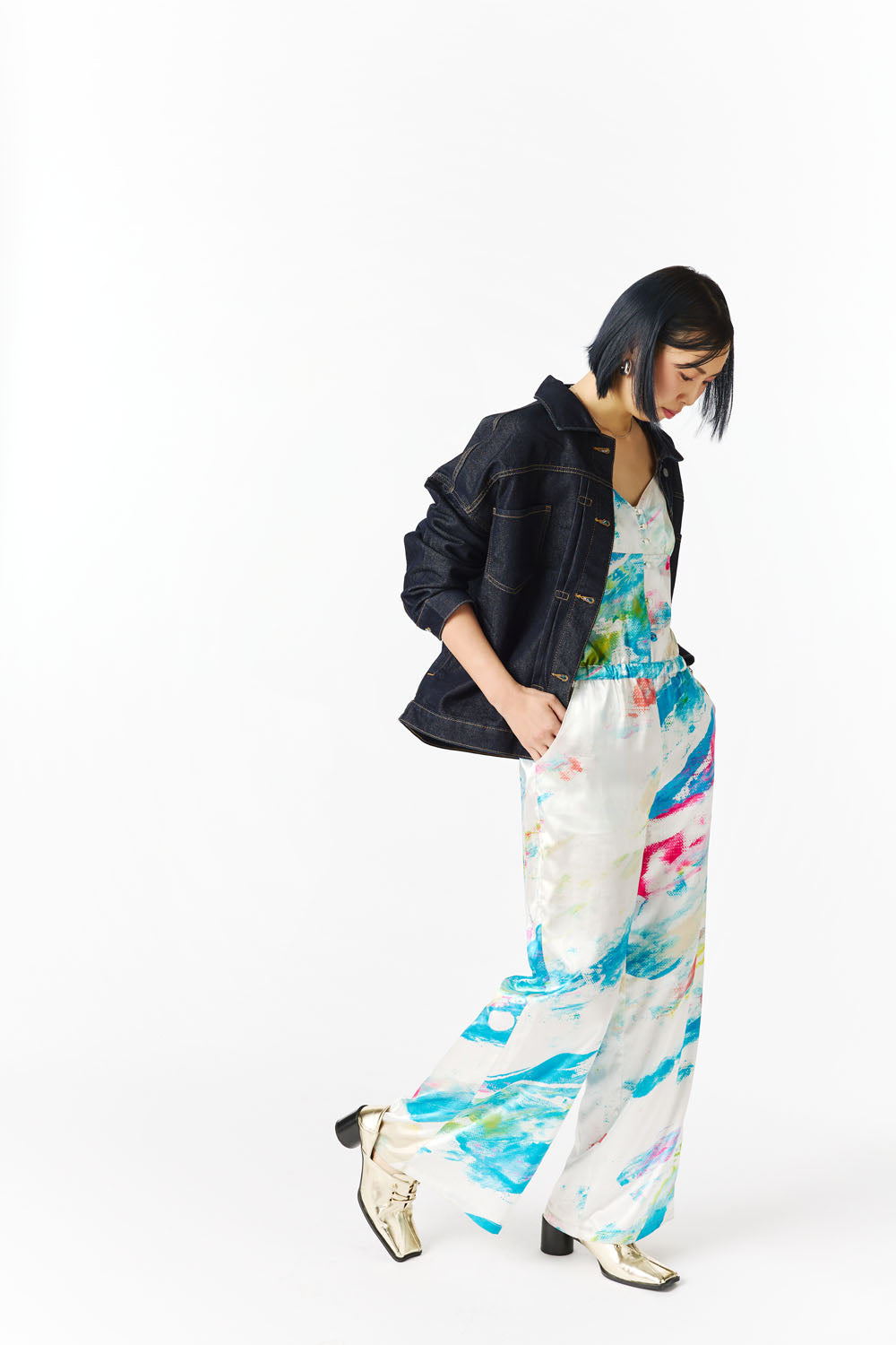 Satten Salopette-neon-