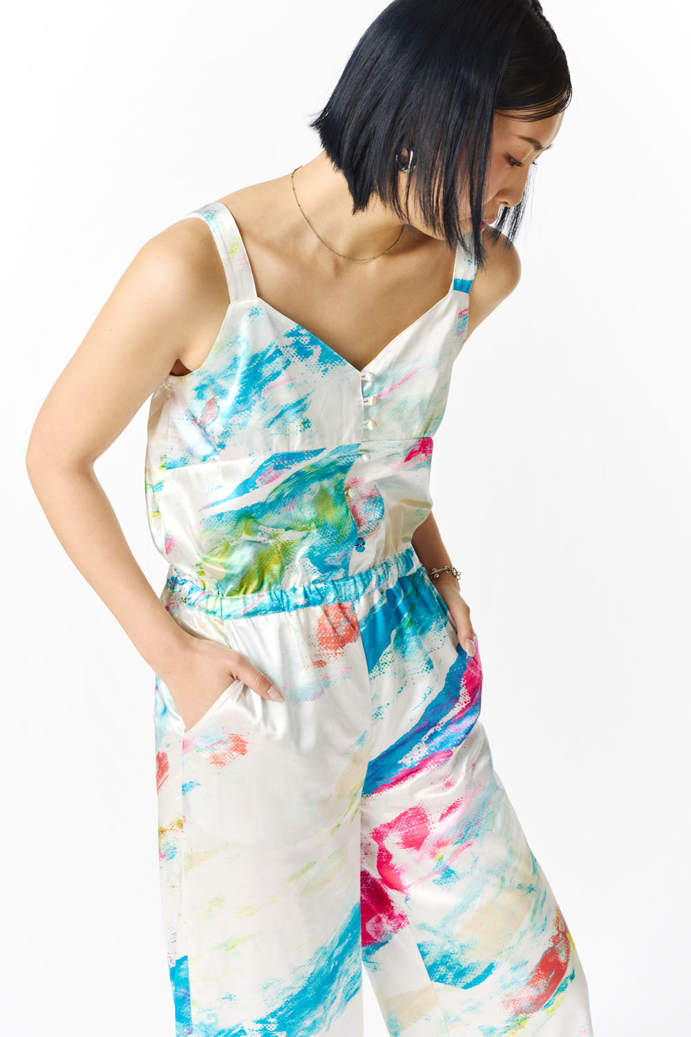 Satten Salopette-neon-