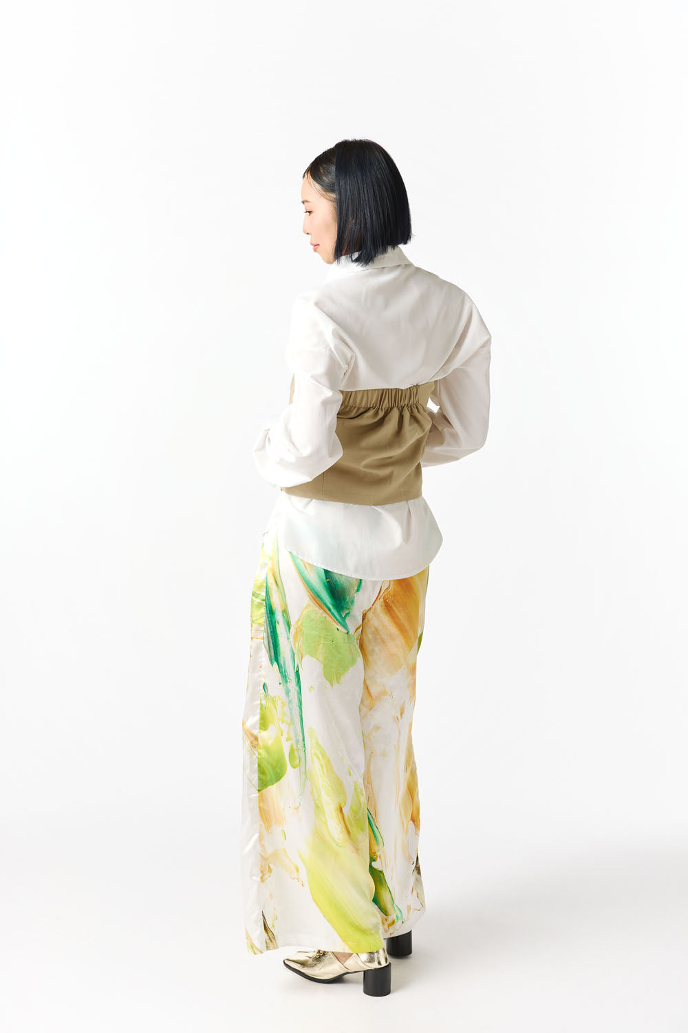 Wide Tucked Pants -orange-
