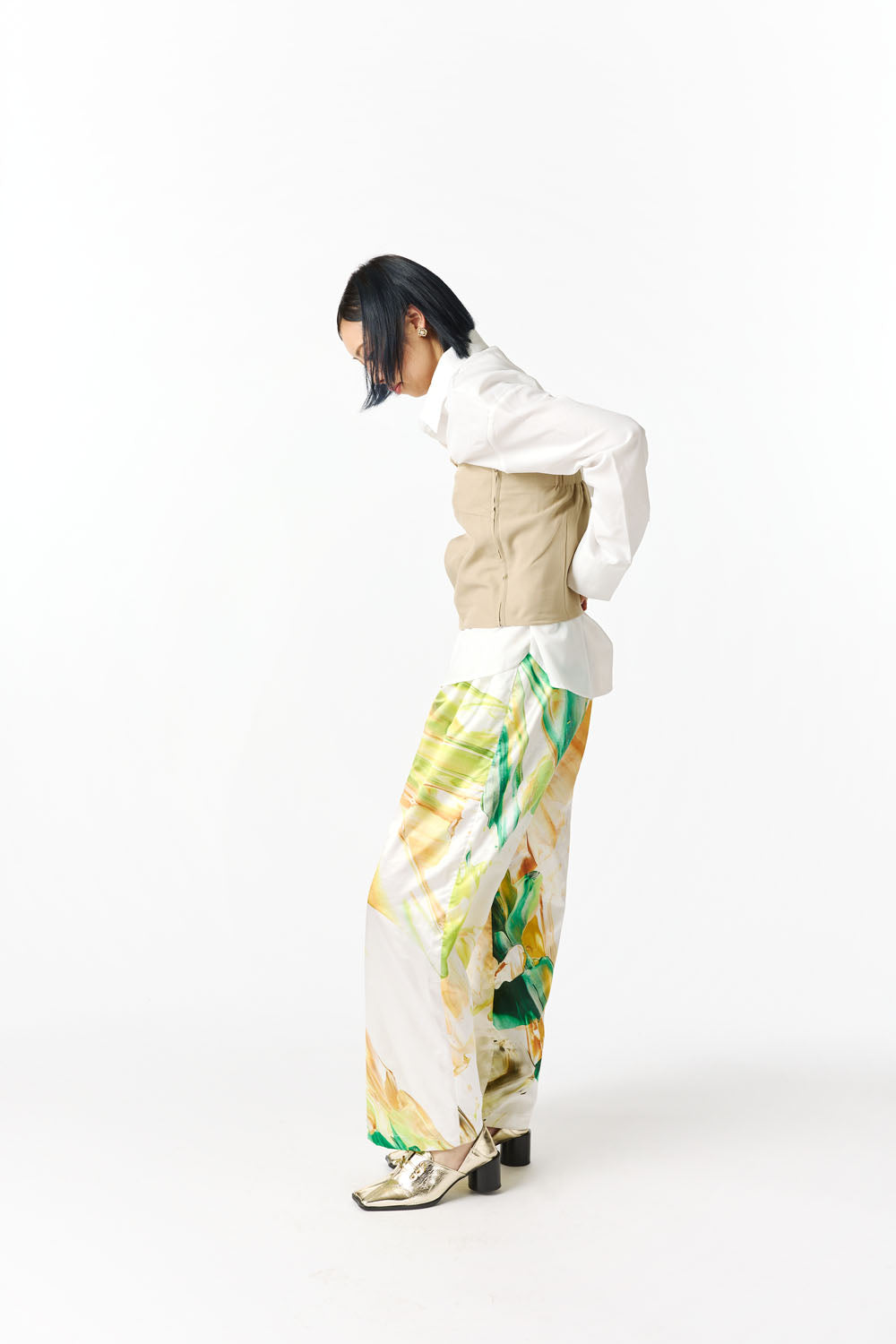 Wide Tucked Pants -orange-