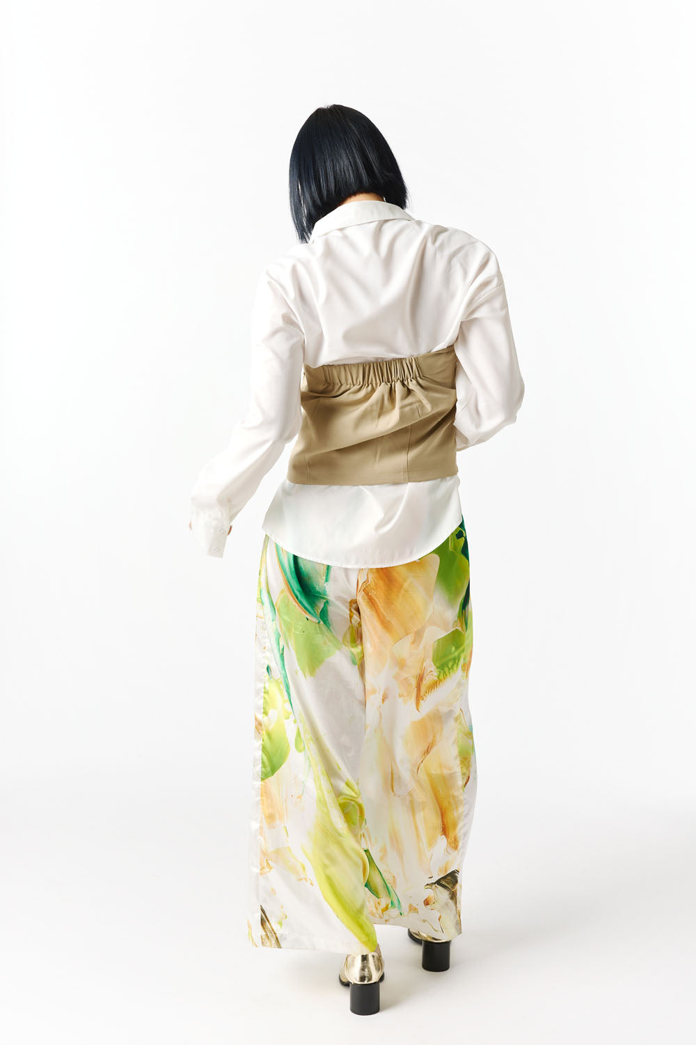 Wide Tucked Pants -orange-