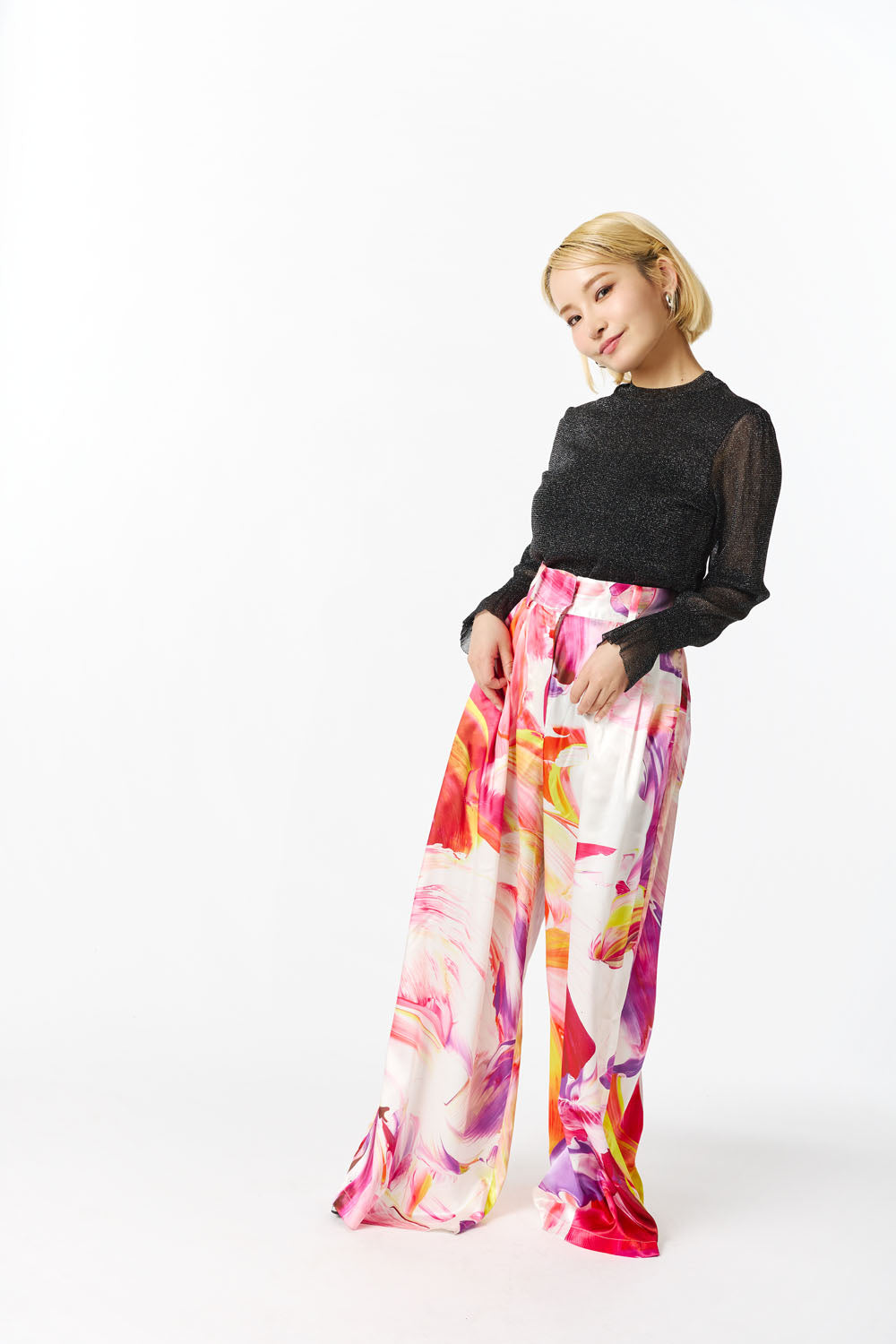 Wide Tucked Pants-fruit pool-