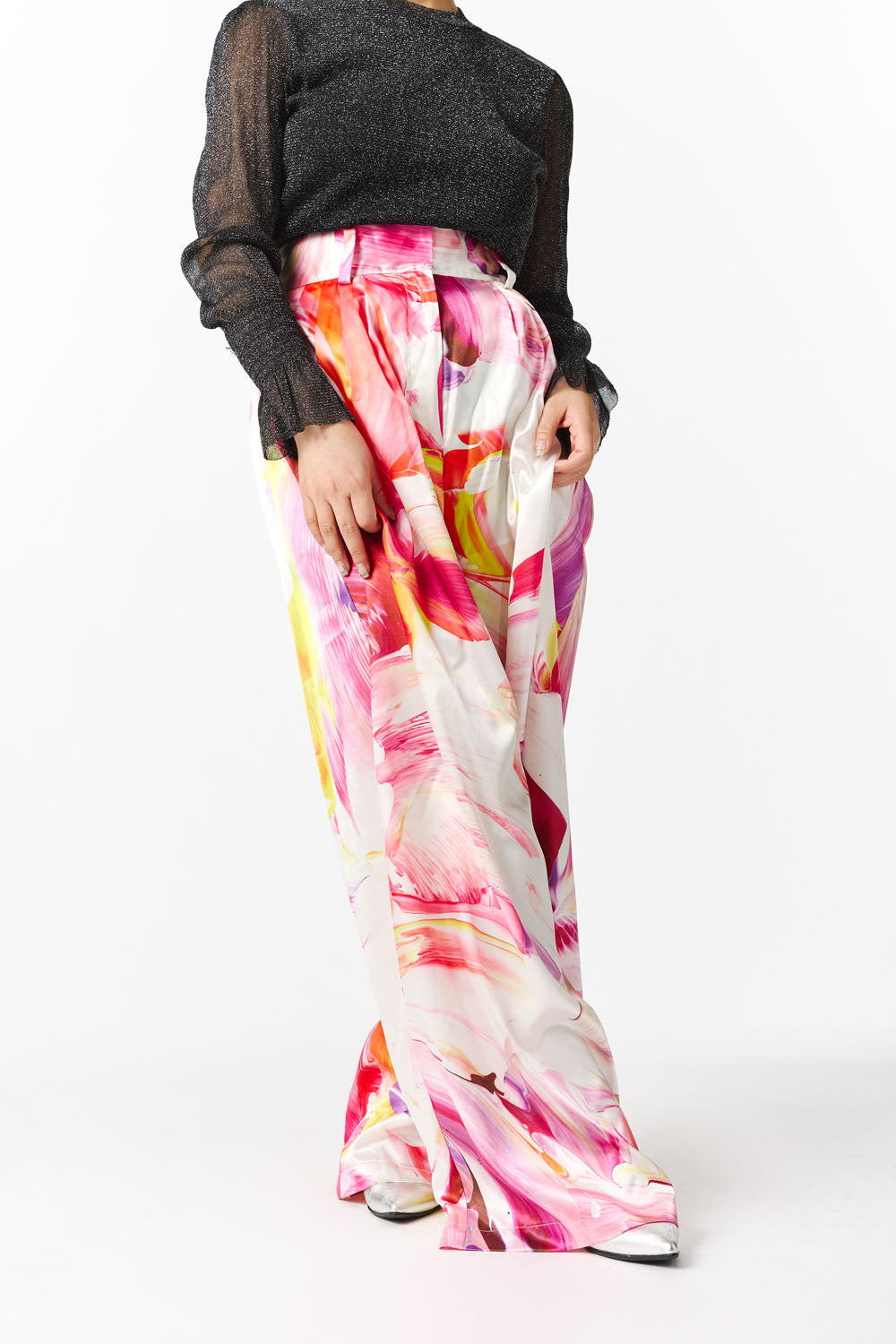 Wide Tucked Pants-fruit pool-