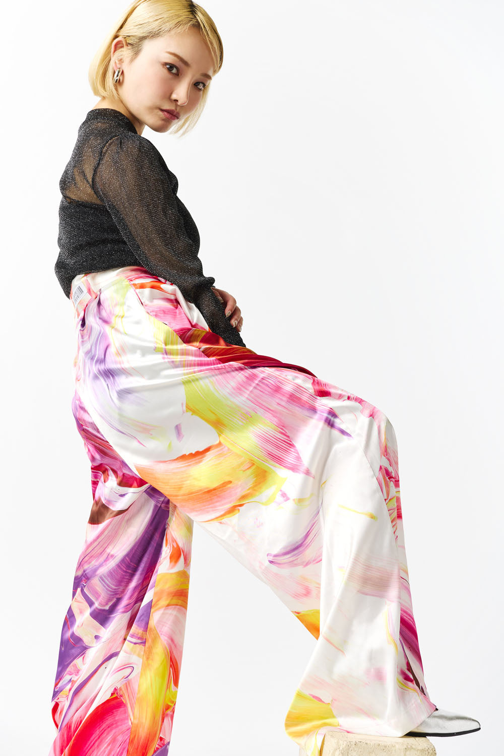 Wide Tucked Pants-fruit pool-