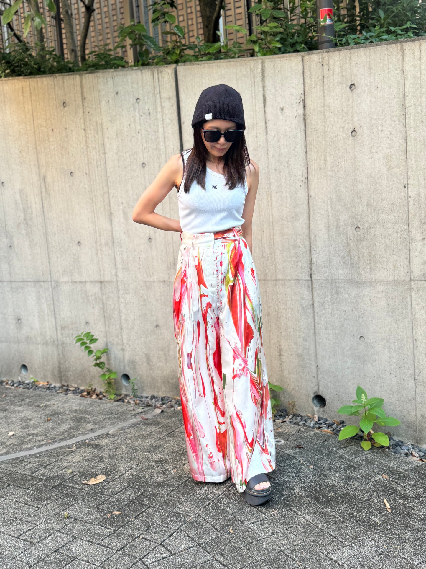 Wide Tucked Pants -orange-